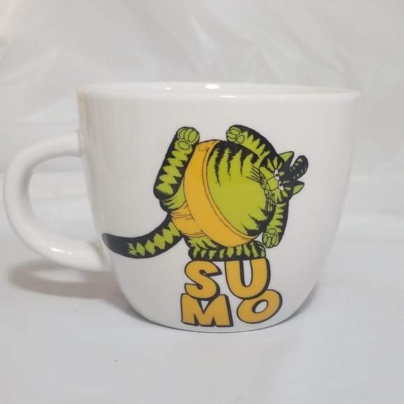 Project 62 Other - Sumo Cat Green and Yellow on a White 17oz Stoneware Avesta Mug - Project 62